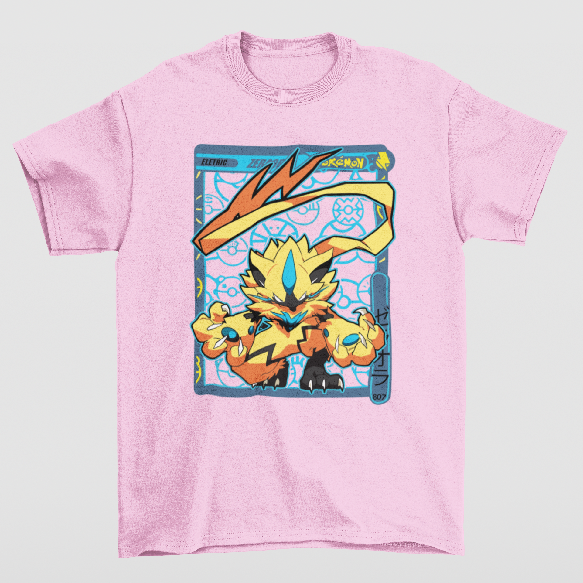 Camiseta Básica Unissex Pokemon Zeraora- ROSA BEBE