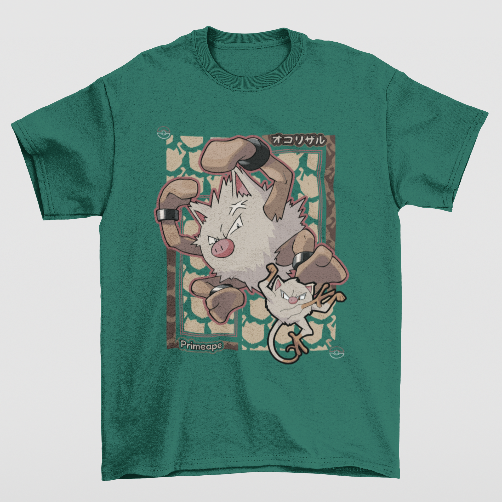 Camiseta Básica Unissex Pokemon Primeape- verde