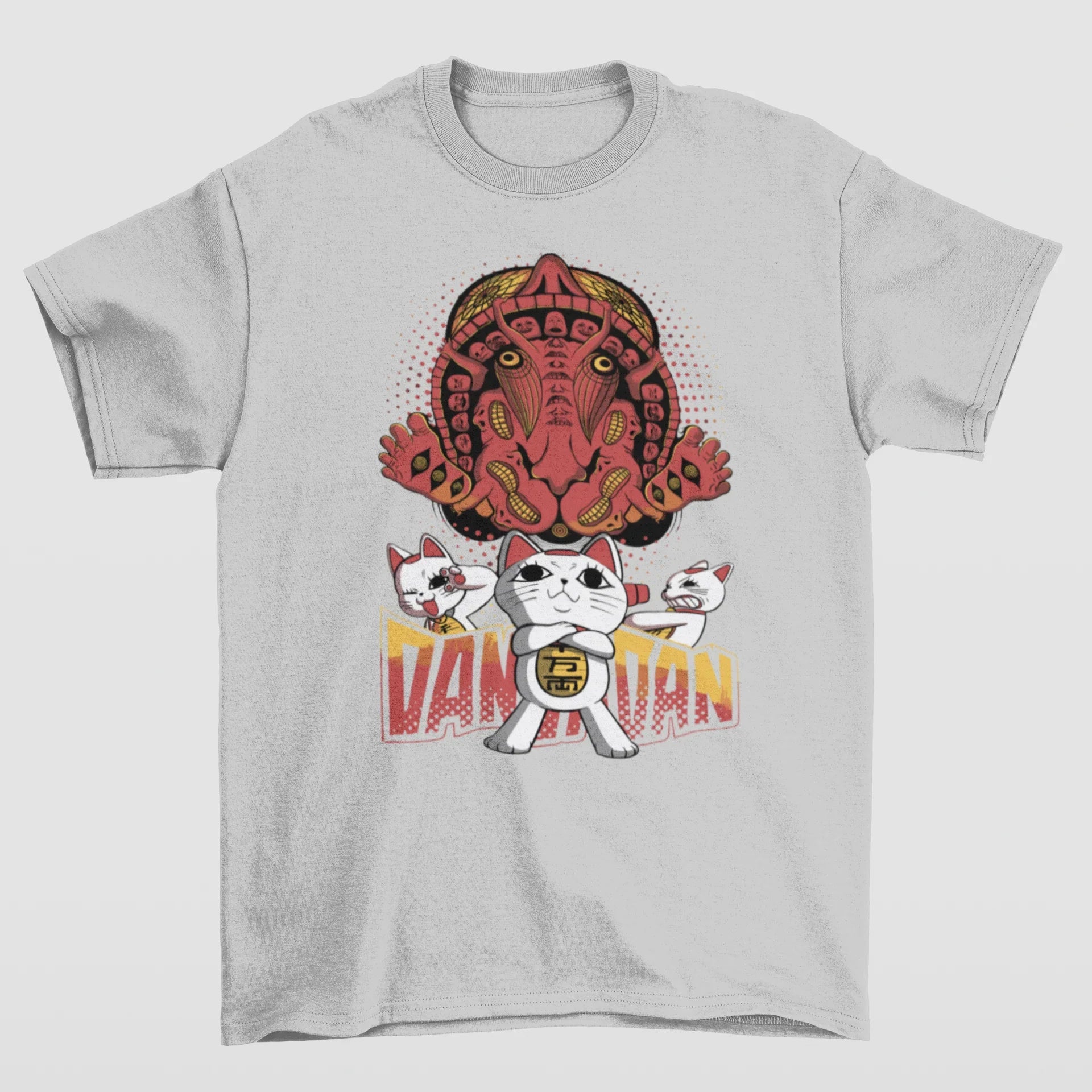 Camiseta Básica Unissex Vovó Turbo Cat Dandadan- Cinza