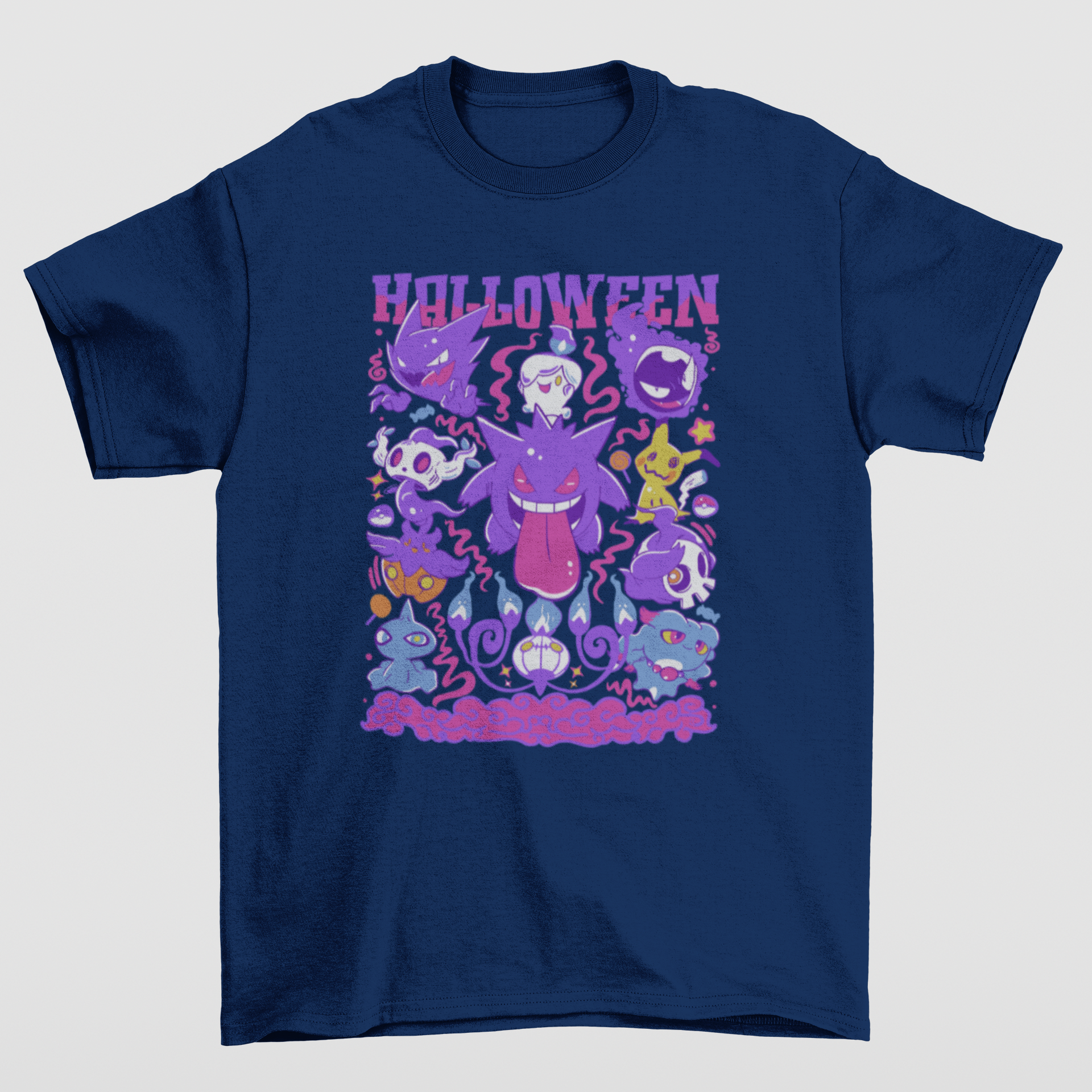 Camiseta Básica Unissex Halloween Pokemon- azul-marinho
