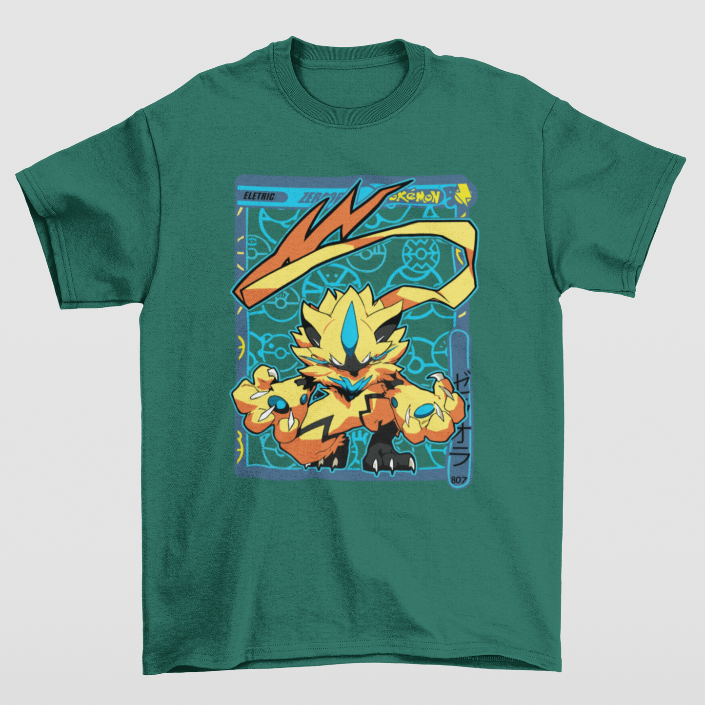 Camiseta Básica Unissex Pokemon Zeraora- VERDE