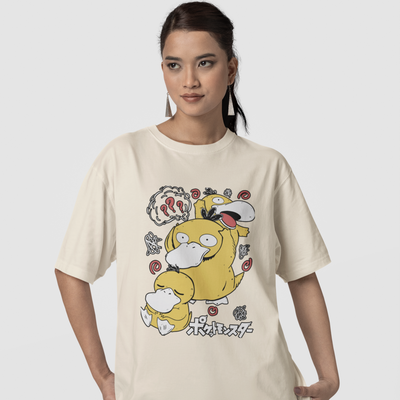 Camiseta Básica Unissex Pokemon Psyduck- pérola