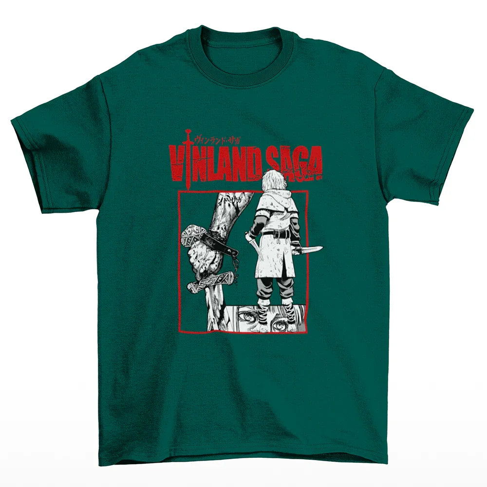 Camiseta Básica Unissex Vinland Saga Thorfinn Mangá-verde