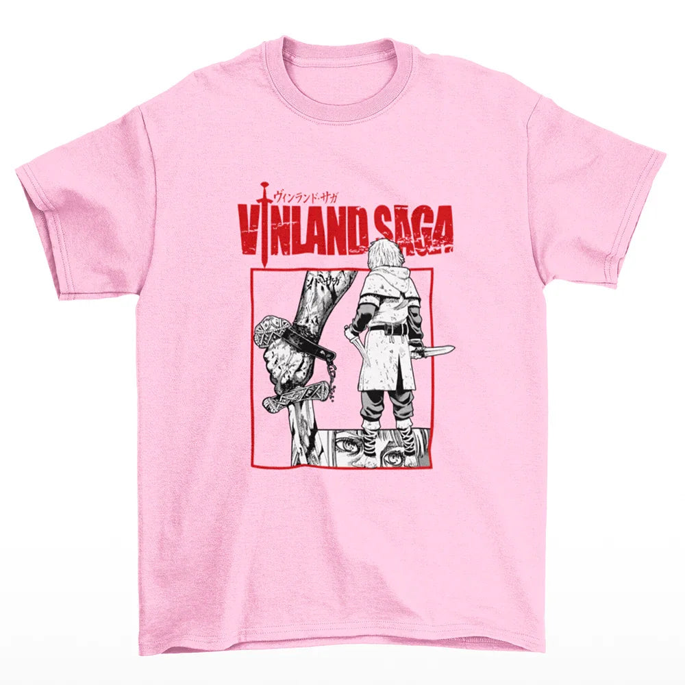 Camiseta Básica Unissex Vinland Saga Thorfinn Mangá-rosa bebe