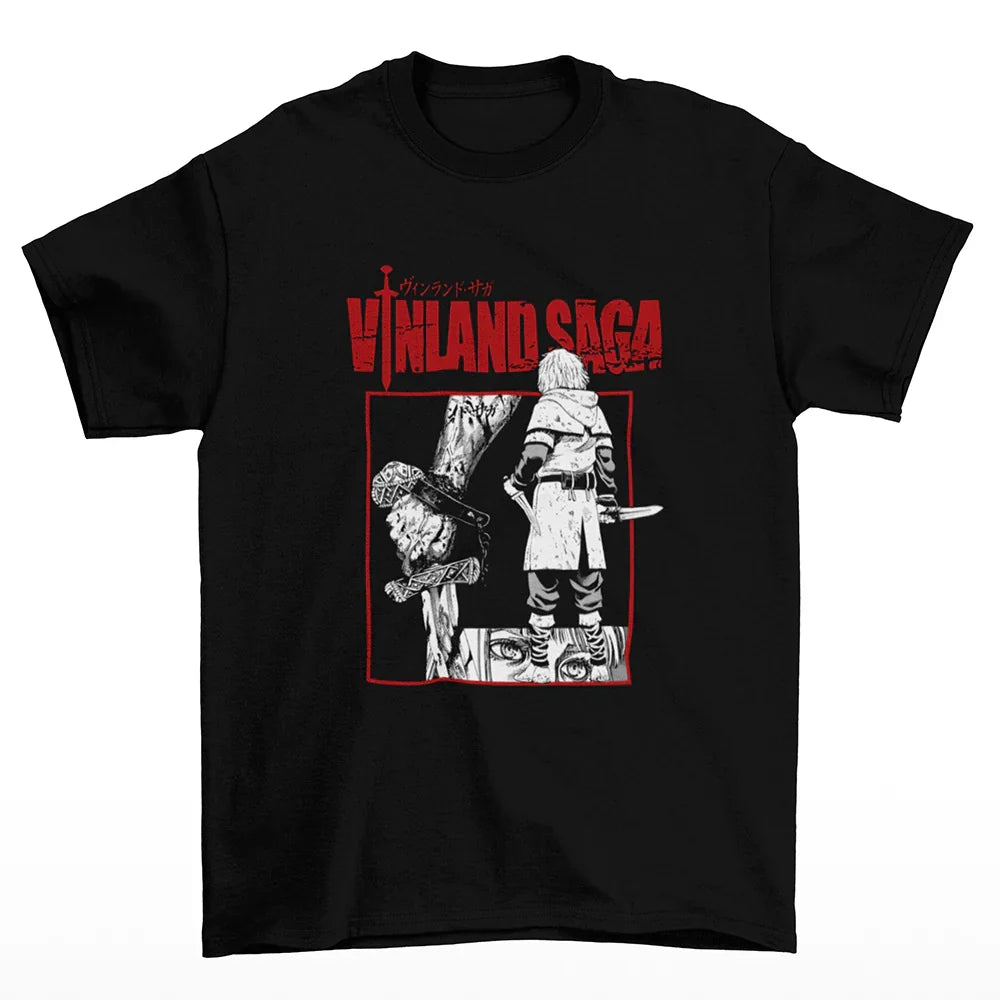 Camiseta Básica Unissex Vinland Saga Thorfinn Mangá-preto