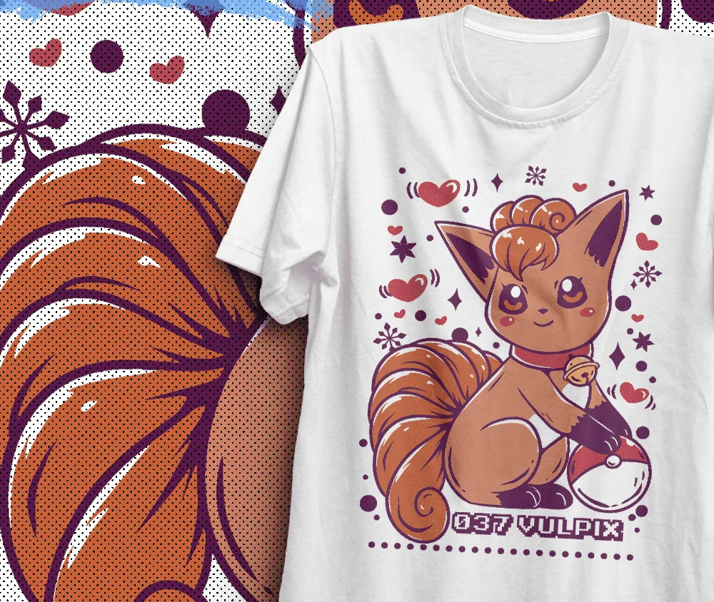 Camiseta Básica Unissex Vulpix Natal- Branco