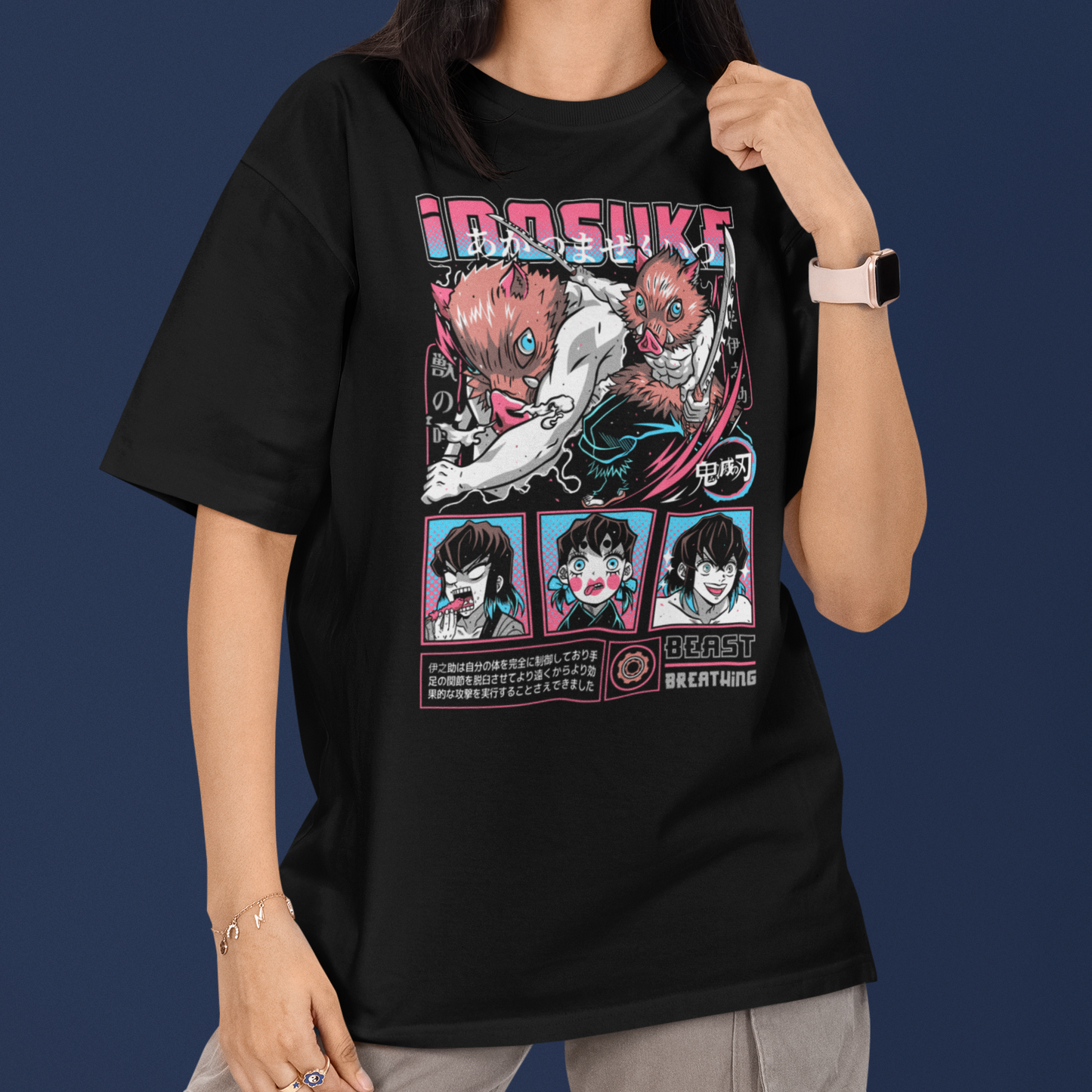 Camiseta Básica Unissex Demon Slayer Inosuke Beast Breathing