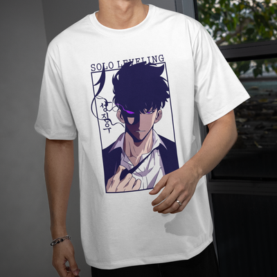 Camiseta Básica Unissex Solo Leveling Anime Sung Jin-woo