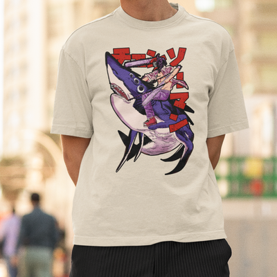 Camiseta Básica Unissex Chainsaw Man Shark