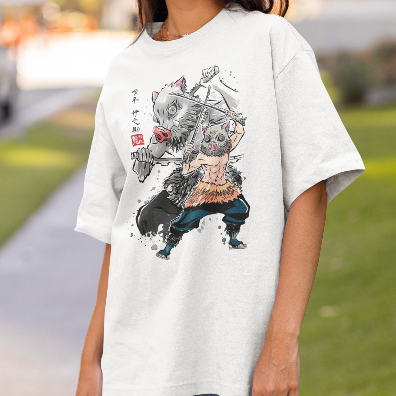 Camiseta Básica Unissex Demon Slayer Inosuke Graphic