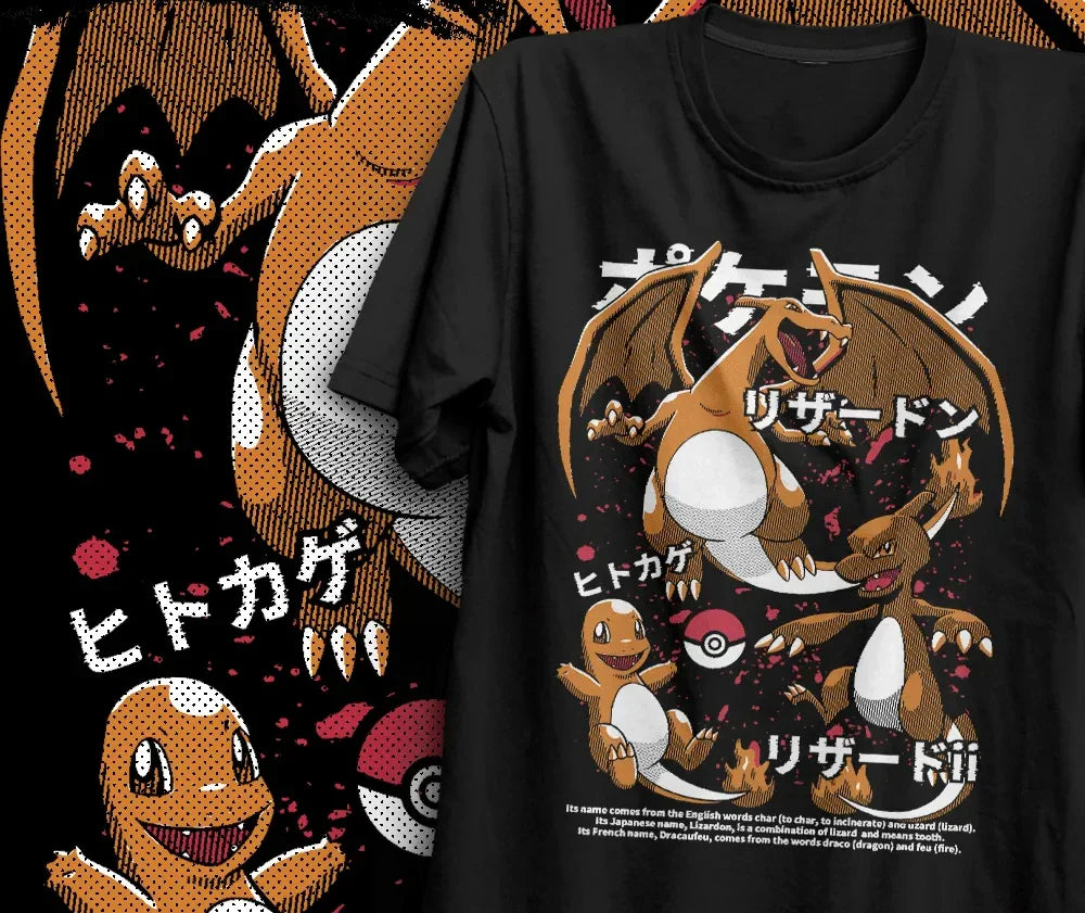 Camiseta Básica Unissex Pokemon Charm- Preto