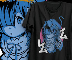 Camiseta Básica ReZero Rem Gato