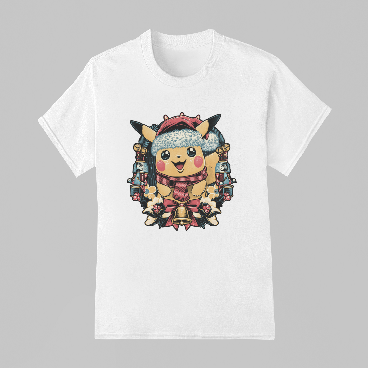 Camiseta Básica Unissex Pokemon Pikachu Natal