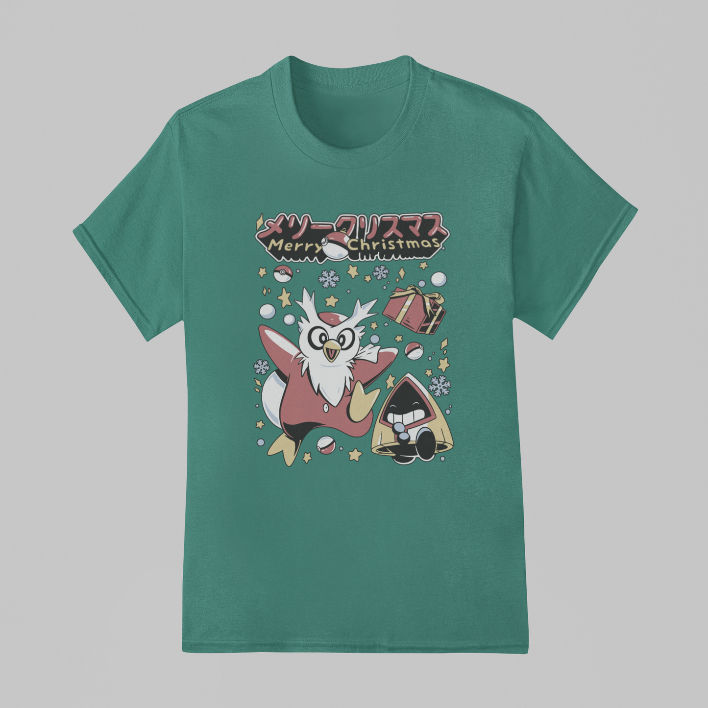 Camiseta Básica Unissex Pokemon Merry Christmas