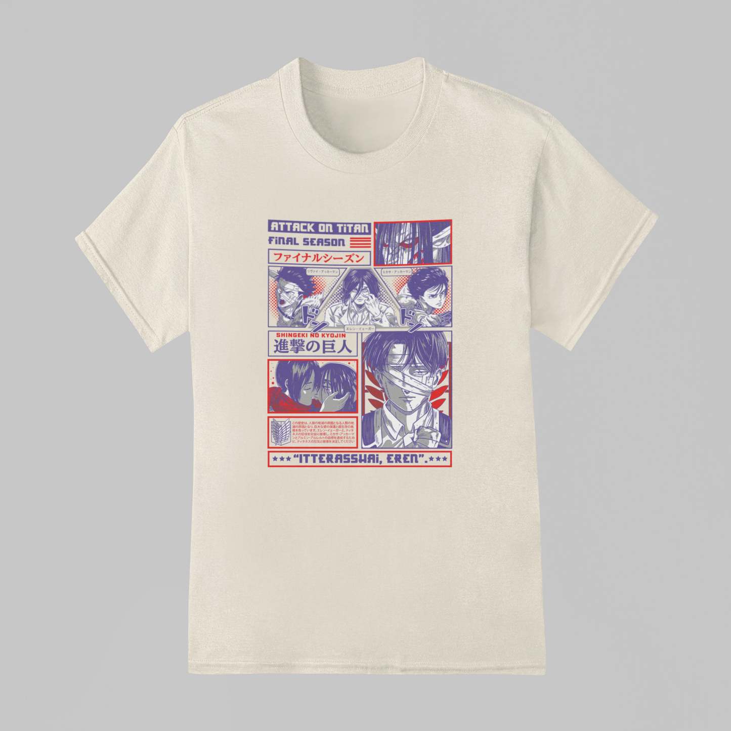 Camiseta Básica Unissex Attack On Titan Kanji Eren