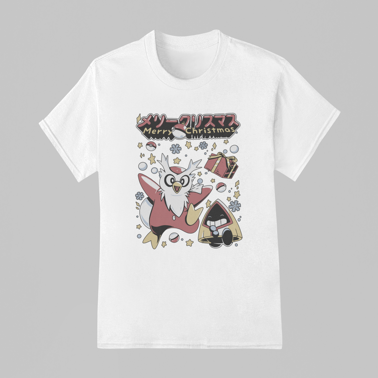Camiseta Básica Unissex Pokemon Merry Christmas