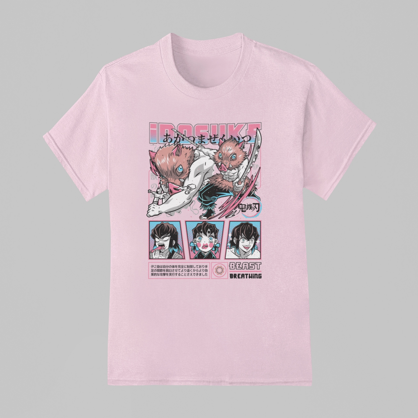 Camiseta Básica Unissex Demon Slayer Inosuke Beast Breathing