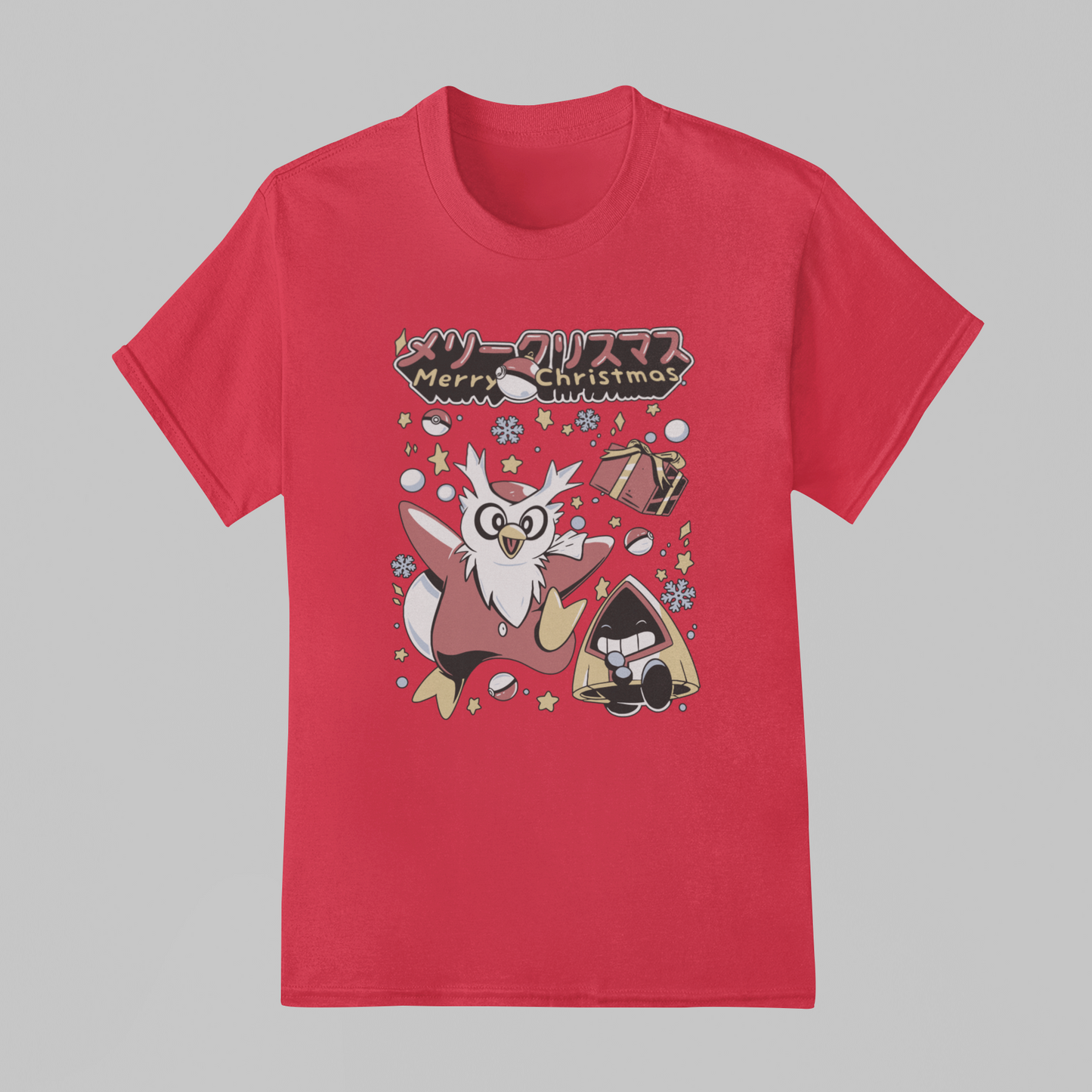 Camiseta Básica Unissex Pokemon Merry Christmas