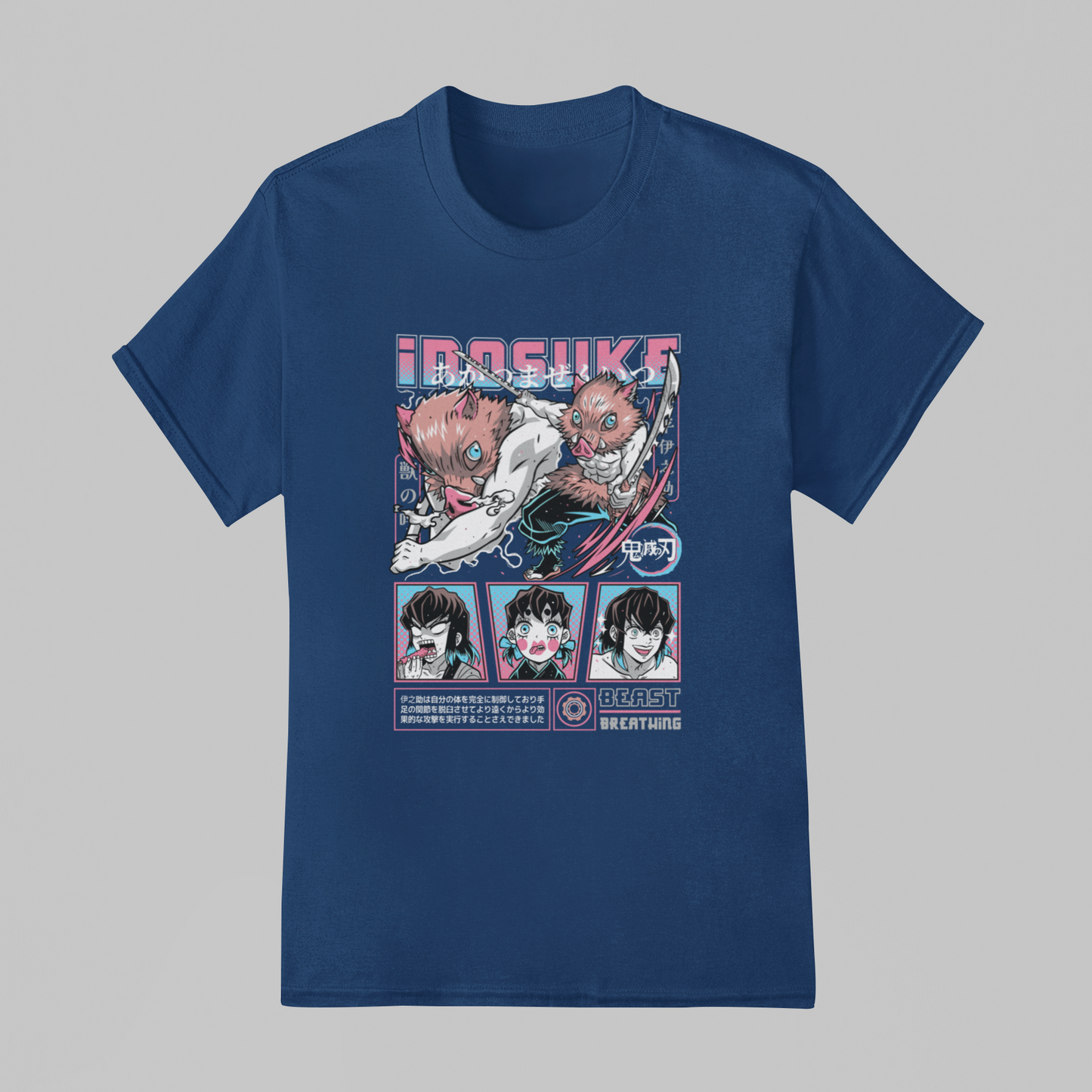 Camiseta Básica Unissex Demon Slayer Inosuke Beast Breathing