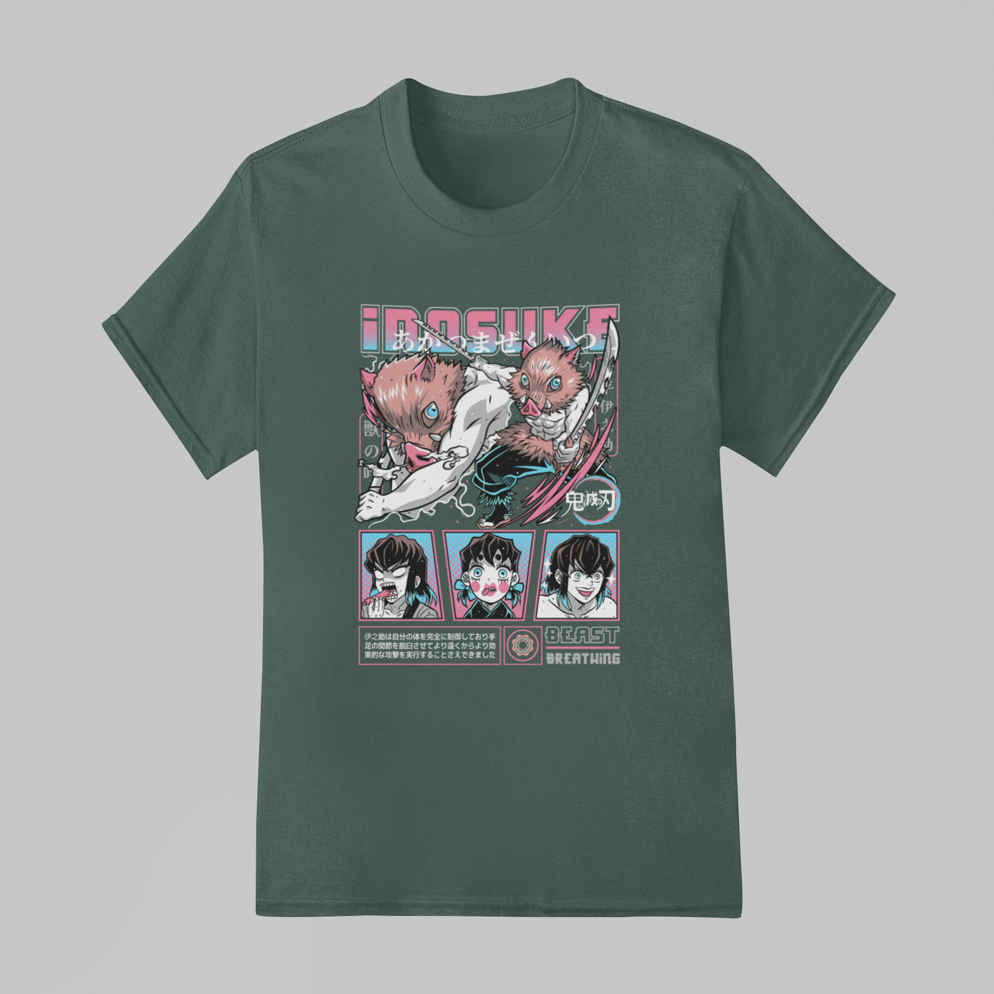 Camiseta Básica Unissex Demon Slayer Inosuke Beast Breathing