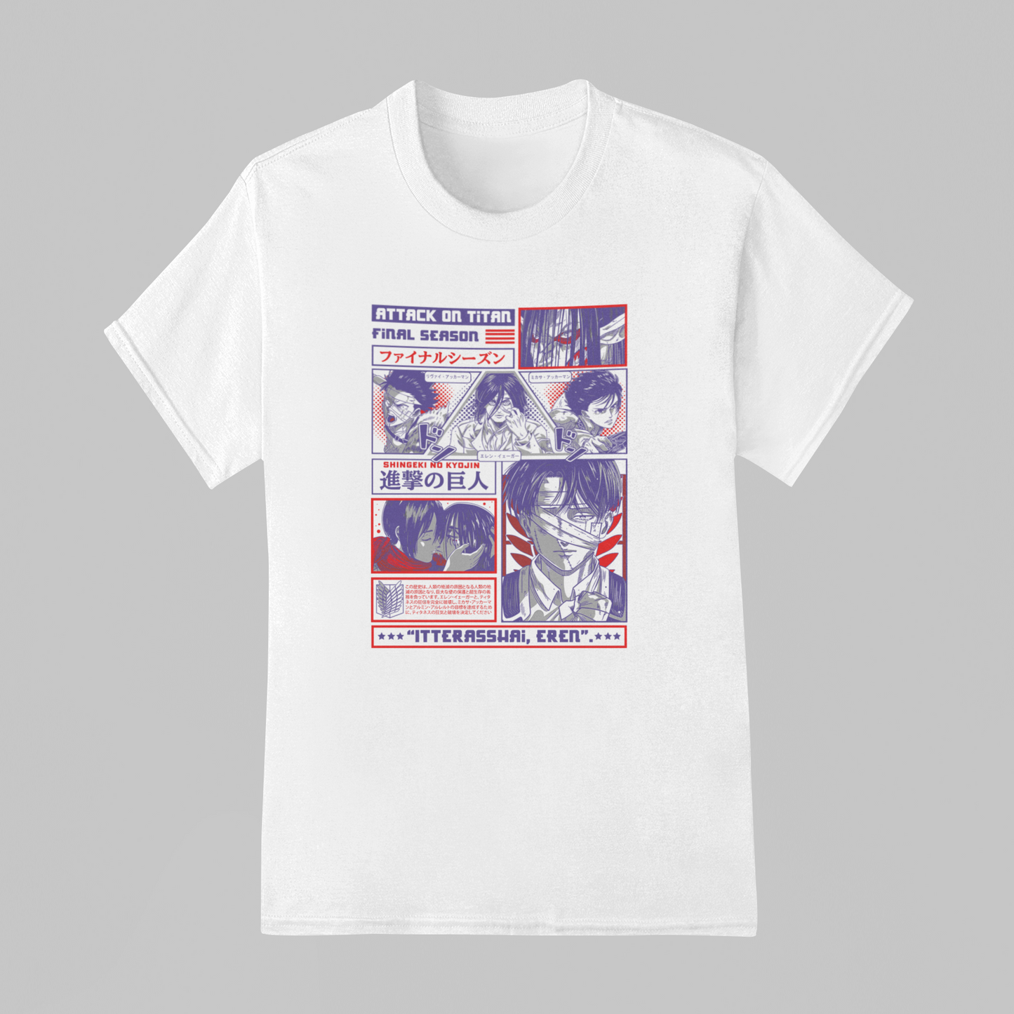 Camiseta Básica Unissex Attack On Titan Kanji Eren
