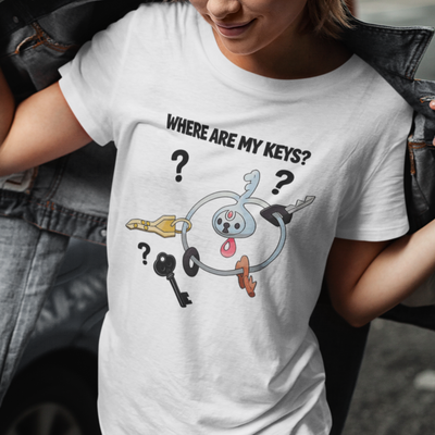 Camiseta Básica Unissex Pokemon Klefki Where Are My Keys
