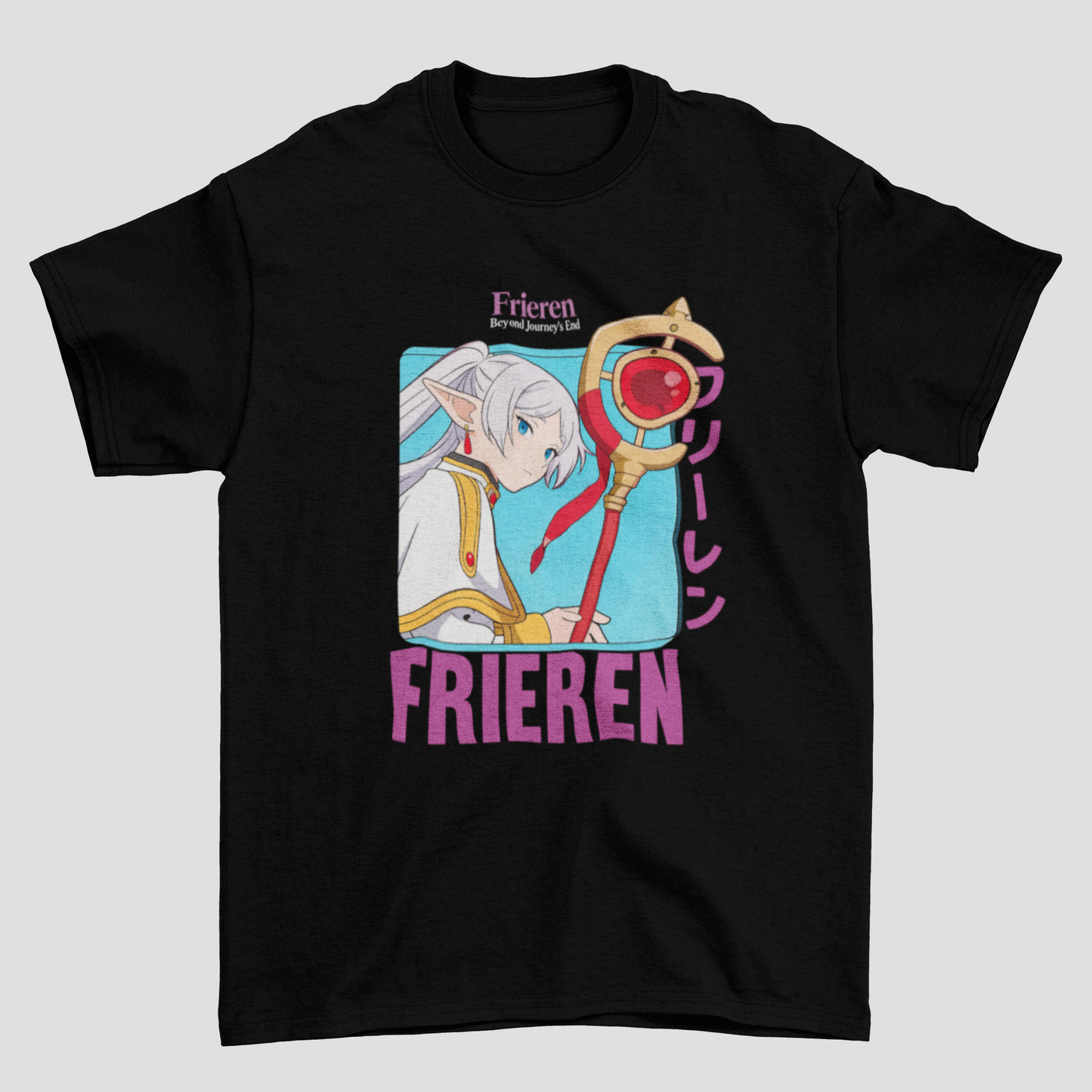 Camiseta Básica Unissex Frieren Collage Graphic