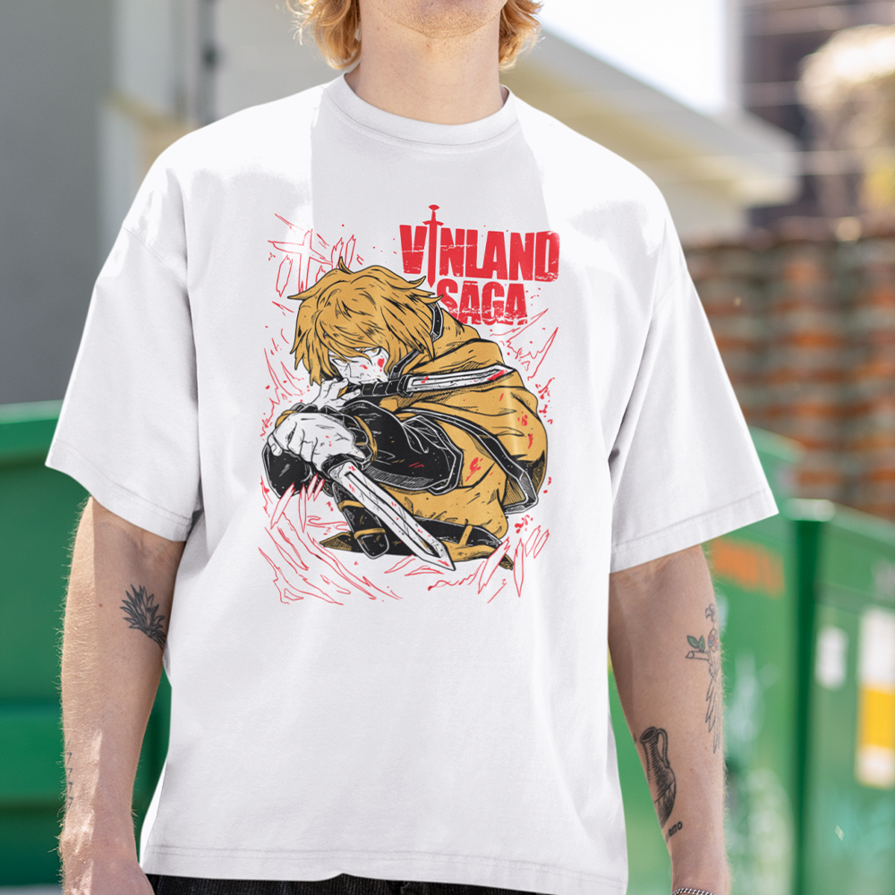 Camiseta Básica Unissex Vinland Saga THORFINN-branco