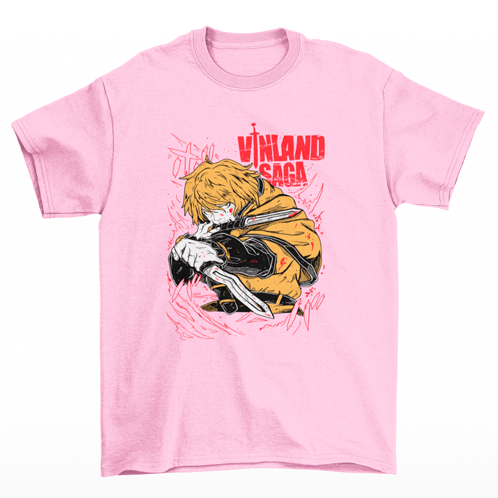 Camiseta Básica Unissex Vinland Saga THORFINN-rosa bebe