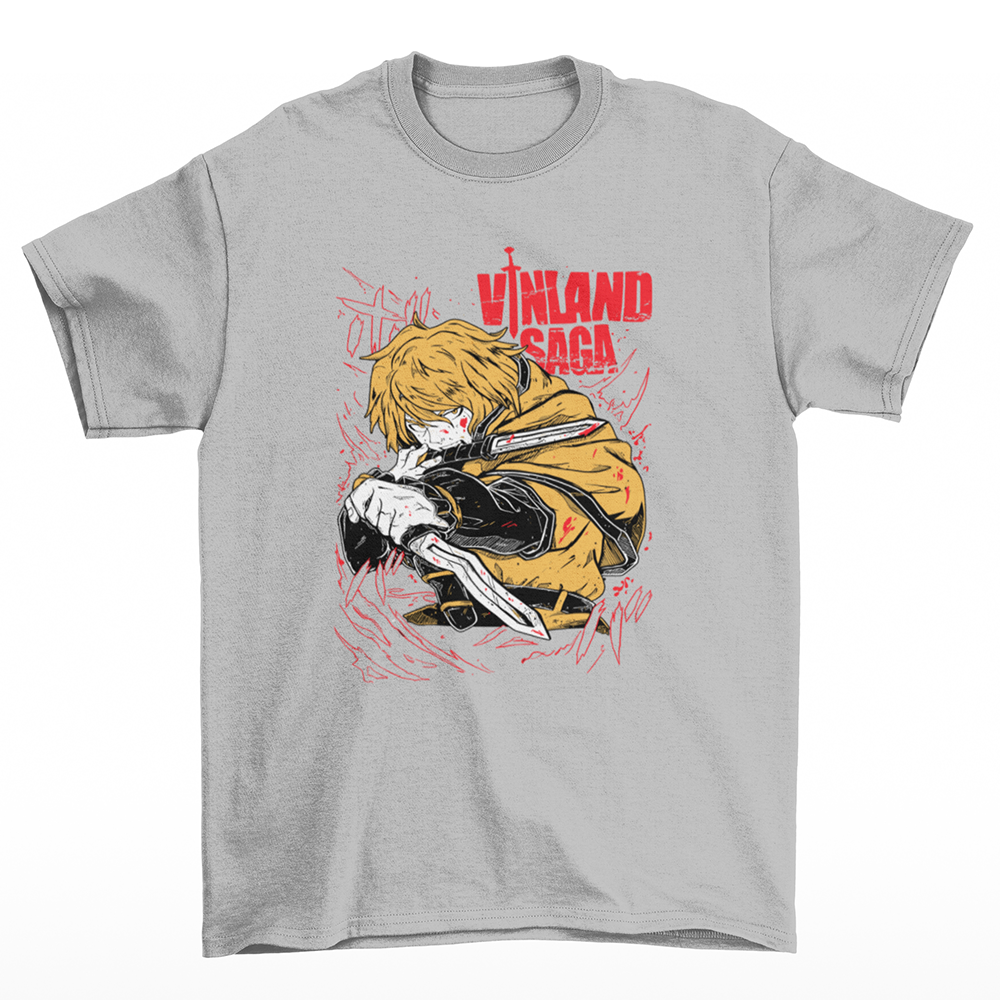 Camiseta Básica Unissex Vinland Saga THORFINN-cinza