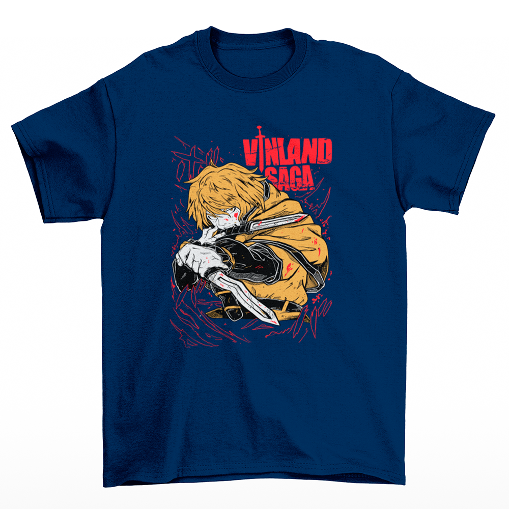 Camiseta Básica Unissex Vinland Saga THORFINN-azul marinho