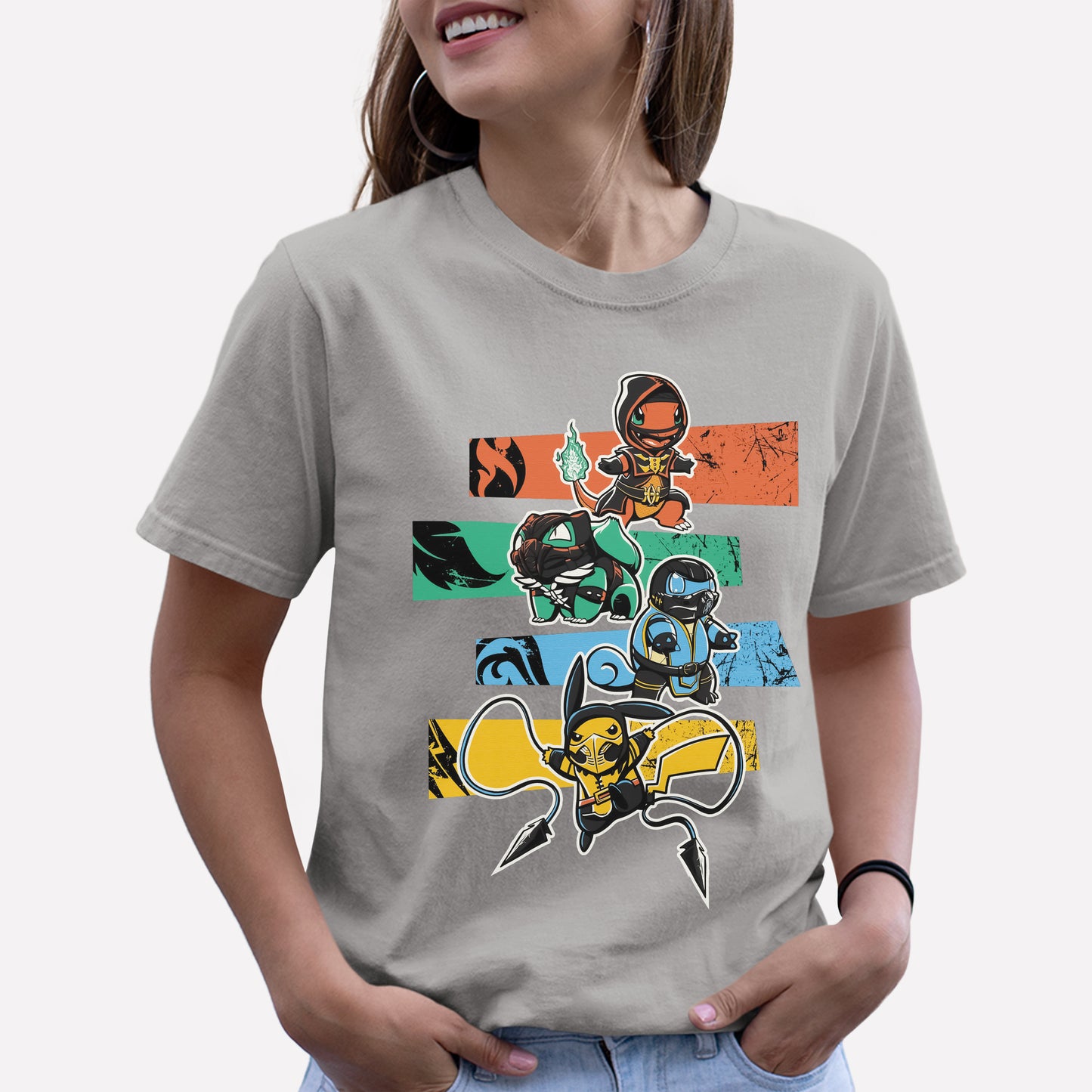 Camiseta Pokemon Ninjas- cinza