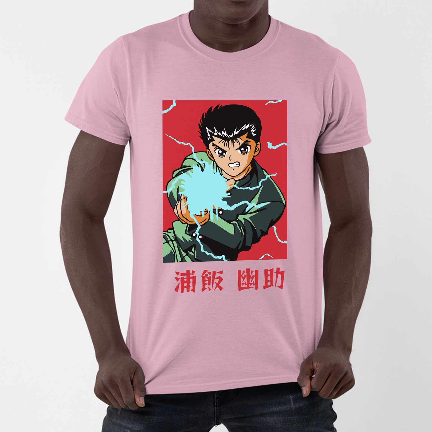 Camiseta Básica Reigan Yusuke Yu Yu Hakusho - rosa bebê