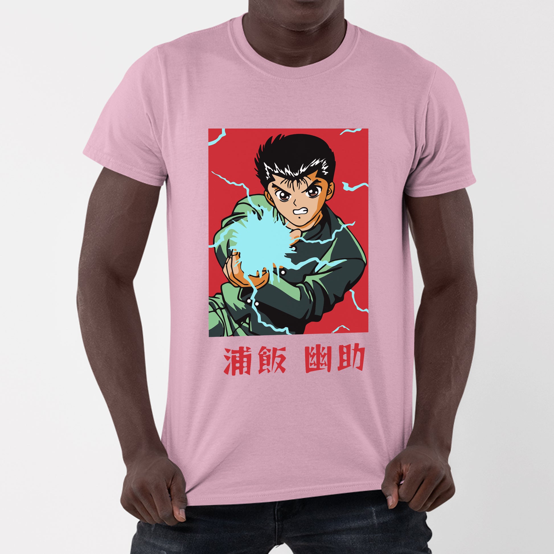 Camiseta Básica Reigan Yusuke Yu Yu Hakusho - rosa bebê