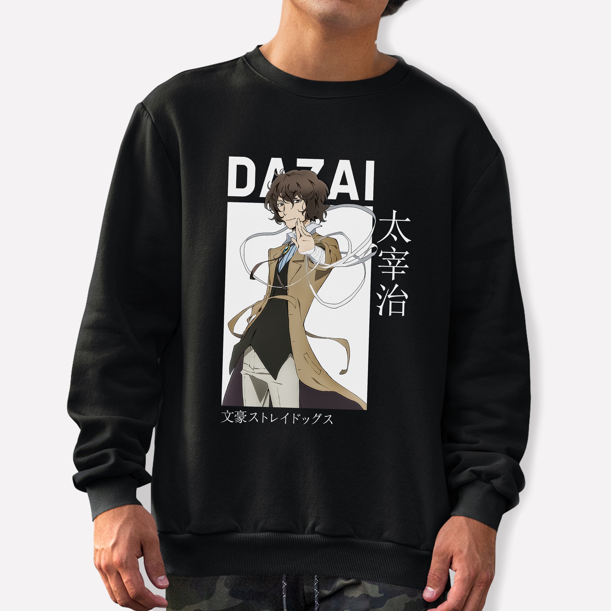 Moletom Gola Redonda Dazai O. Bungou Stray Dogs-preto