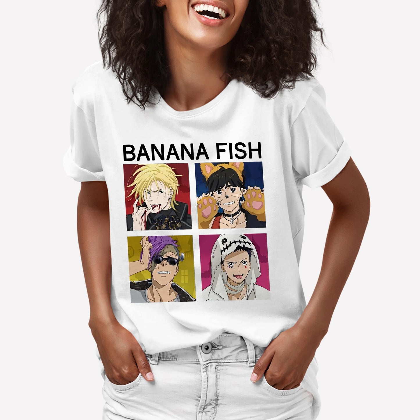 Camiseta Básica Banana Fish Sing Personagens