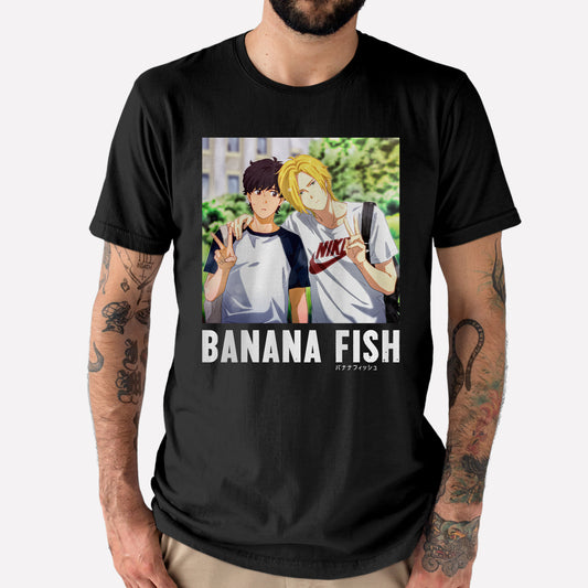 Camiseta Básica Banana Fish Ash e Eiji
