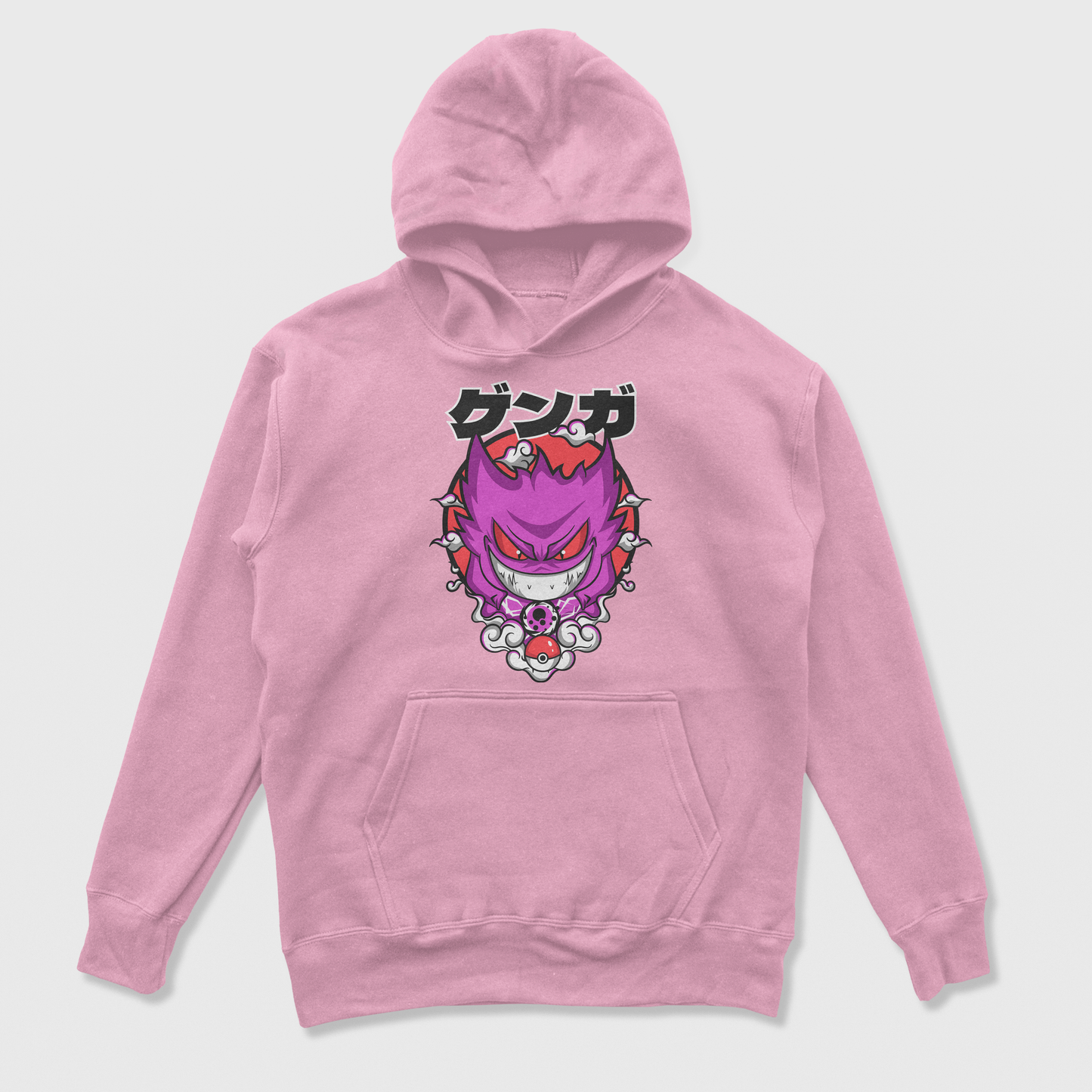 Moletom Canguru Gengar Pokemon Pokebola na cor rosa