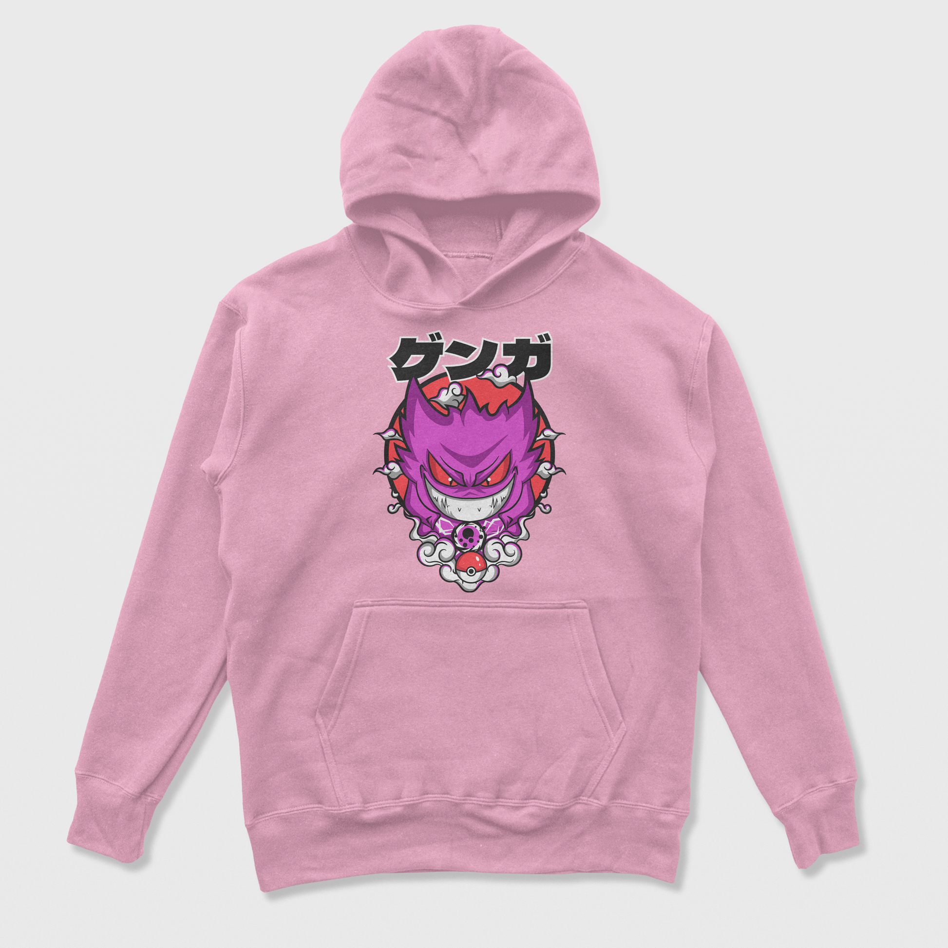 Moletom Canguru Gengar Pokemon Pokebola na cor rosa