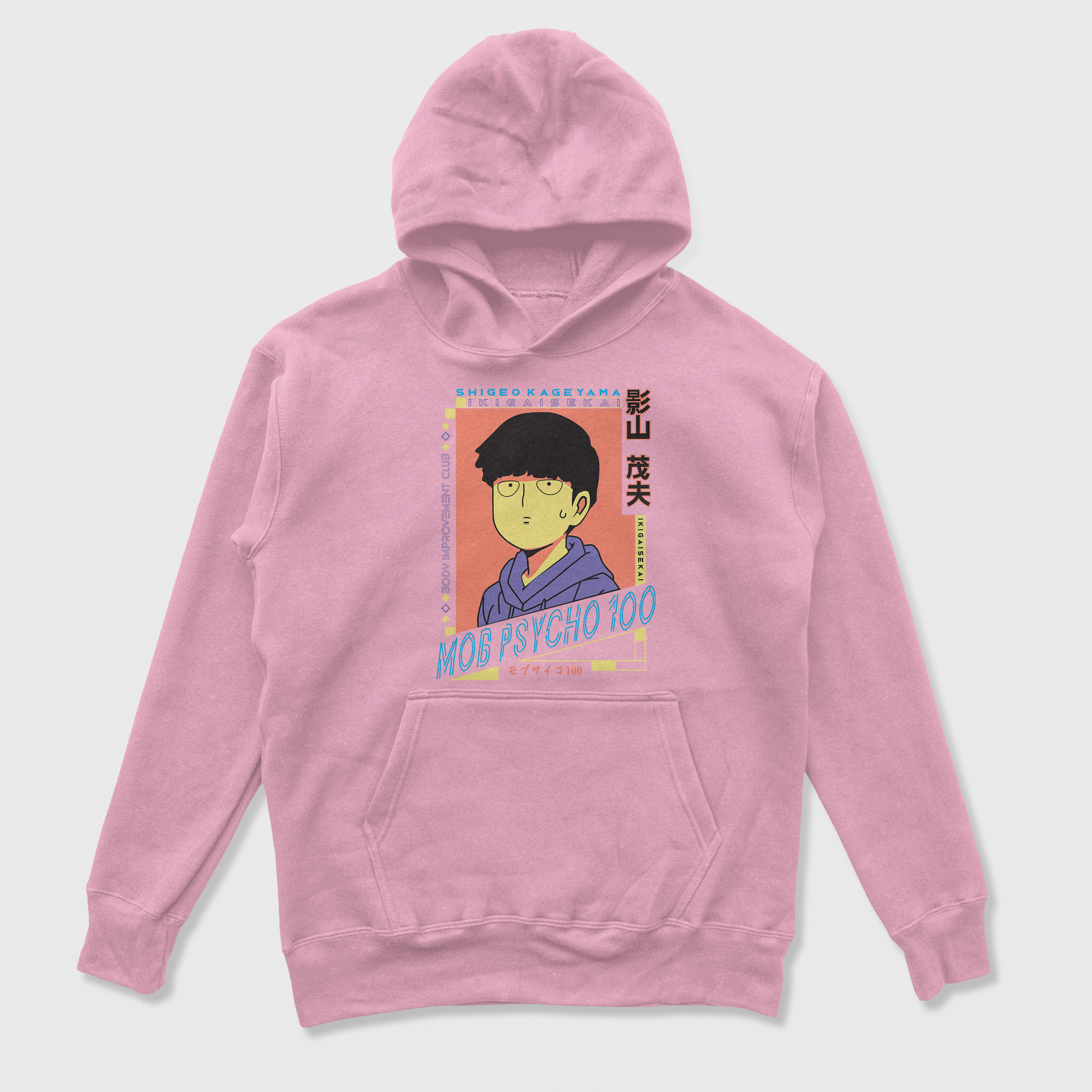 Moletom Canguru Anime Mob Psycho 100 Body Improvement Club-rosa bebe