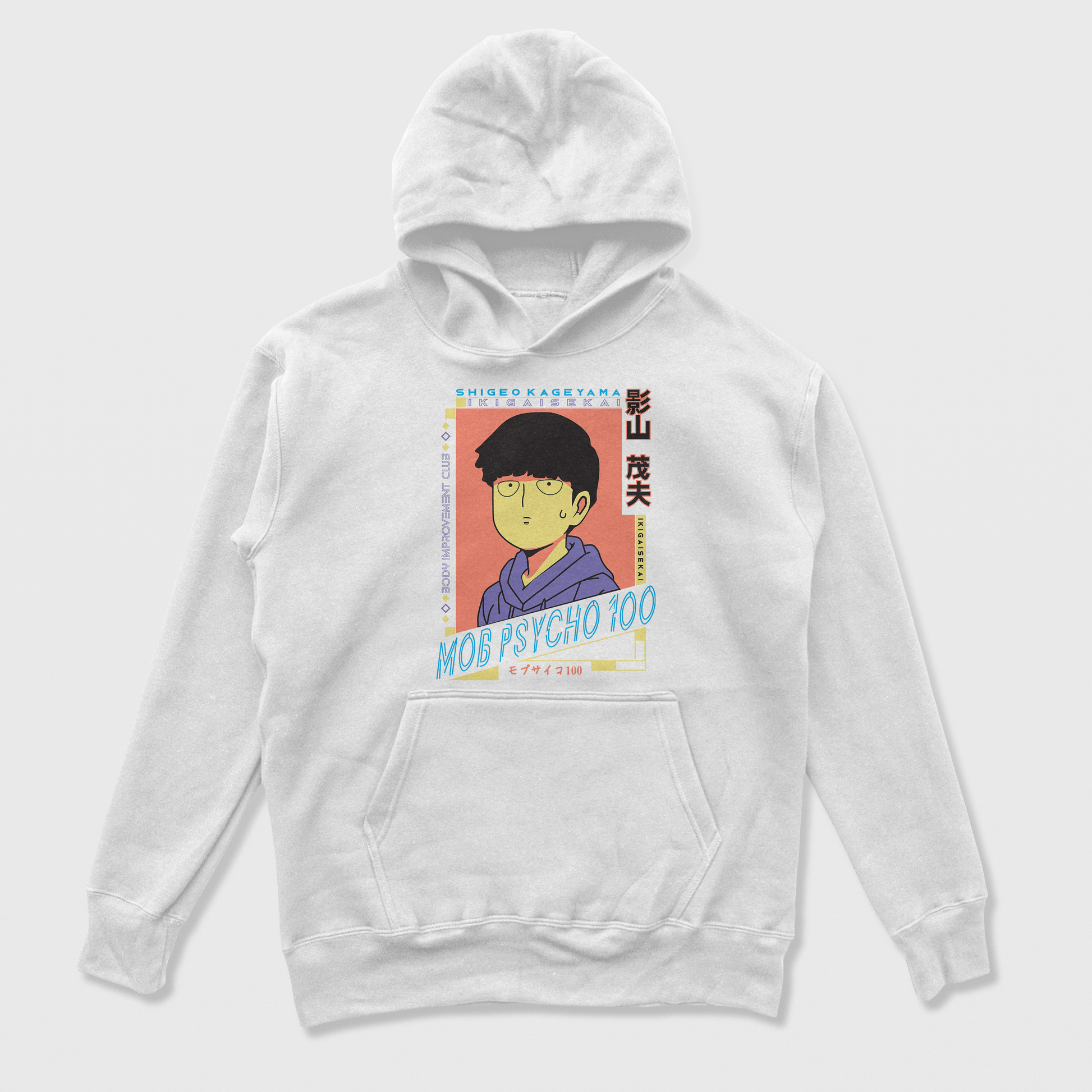 Moletom Canguru Anime Mob Psycho 100 Body Improvement Club-branco