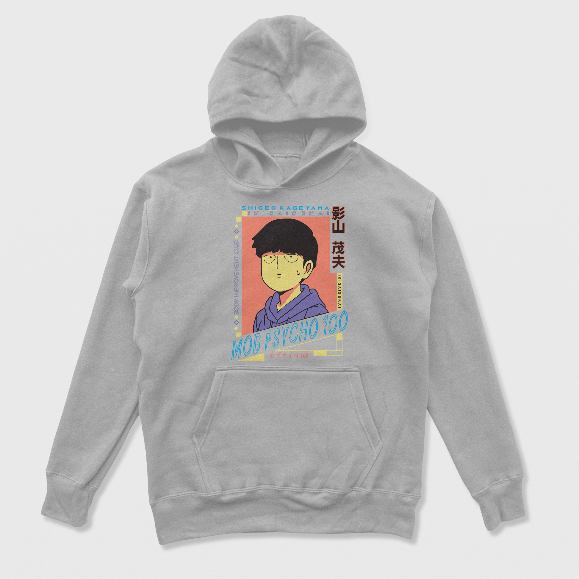 Moletom Canguru Anime Mob Psycho 100 Body Improvement Club-cinza