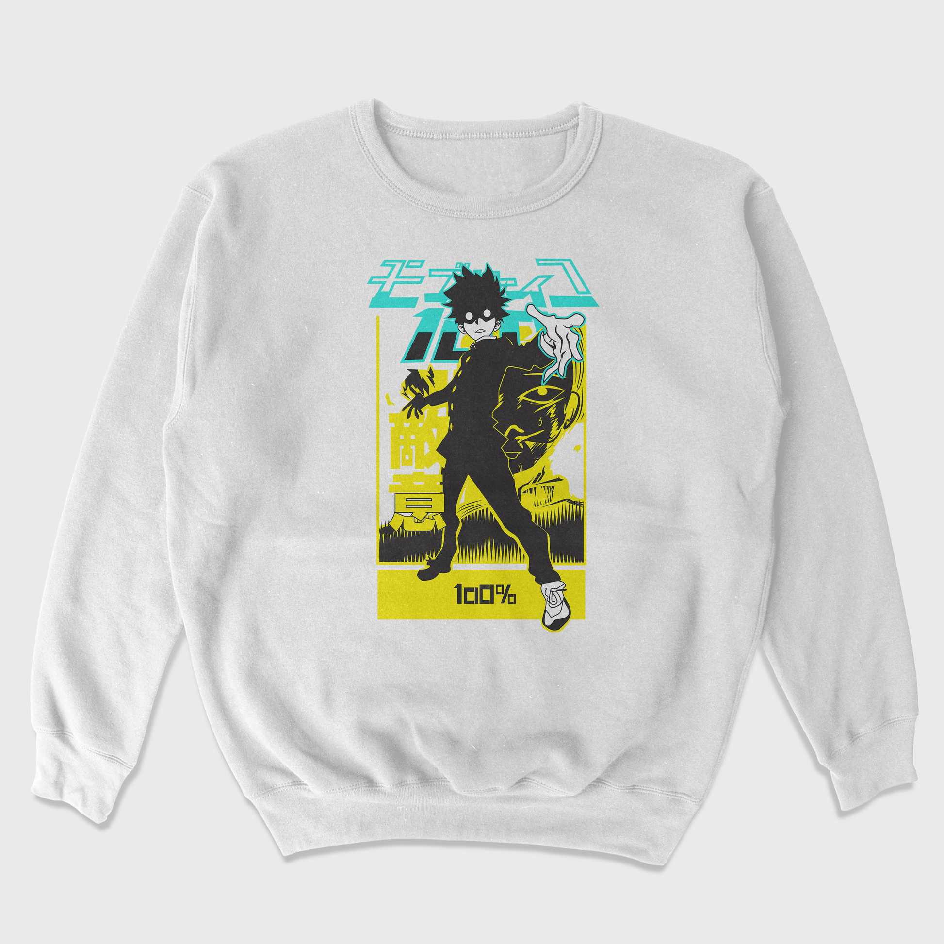 Moletom Gola Redonda Anime Mob Psycho 100 Power-branco