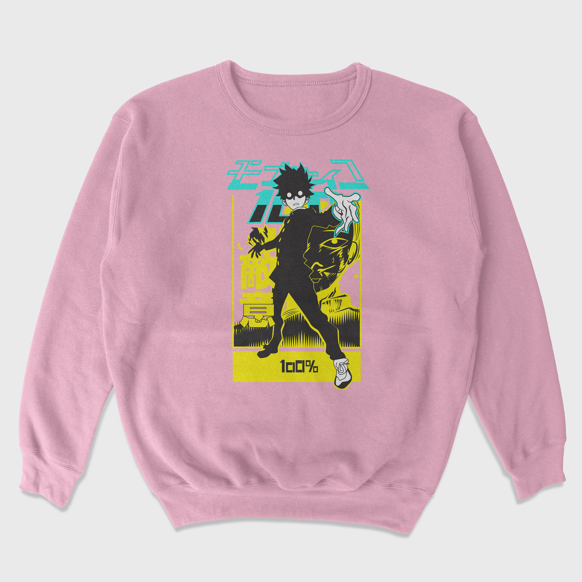 Moletom Gola Redonda Anime Mob Psycho 100 Power-rosa bebe