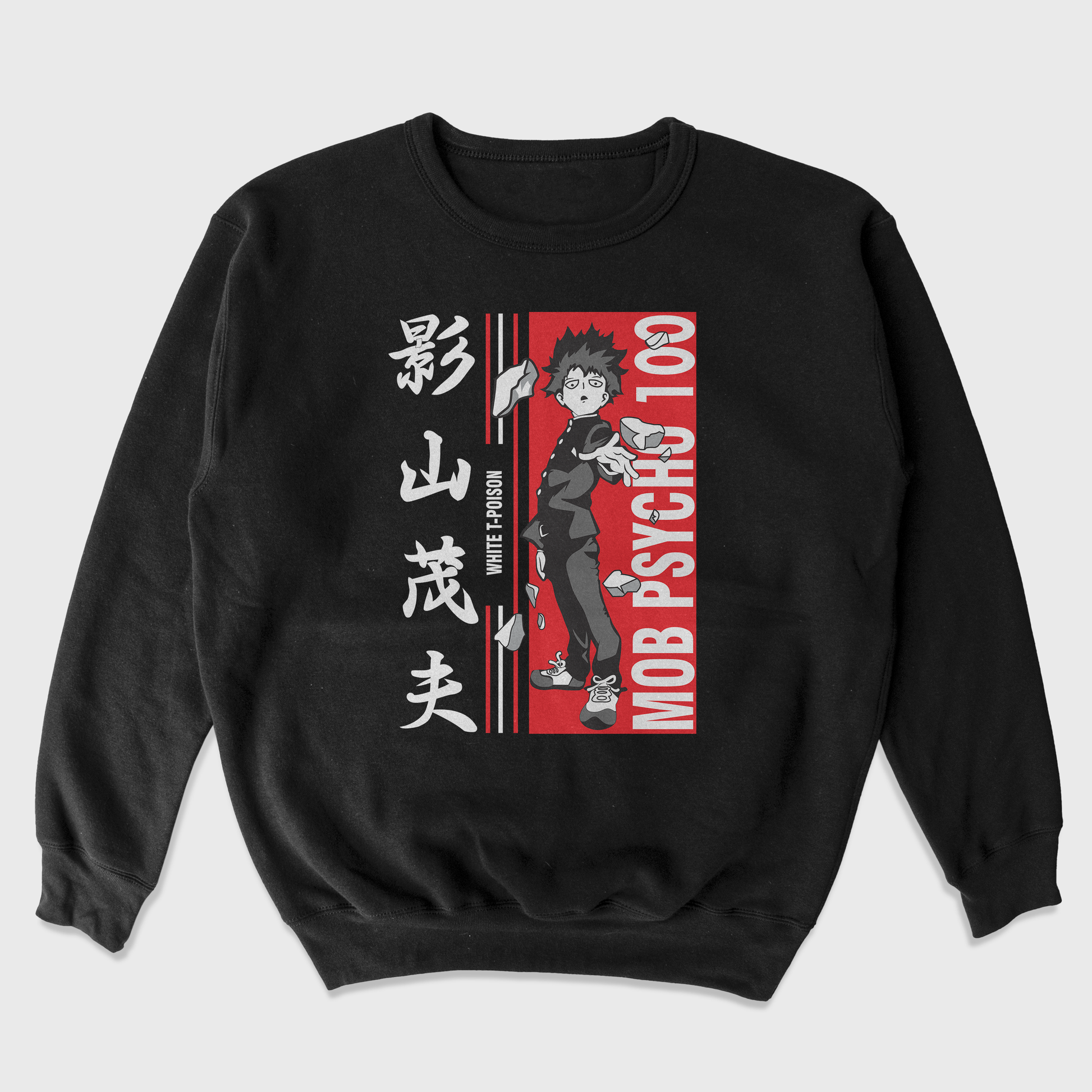 Moletom Gola Redonda Anime Mob Psycho 100 White T-Poison-preto