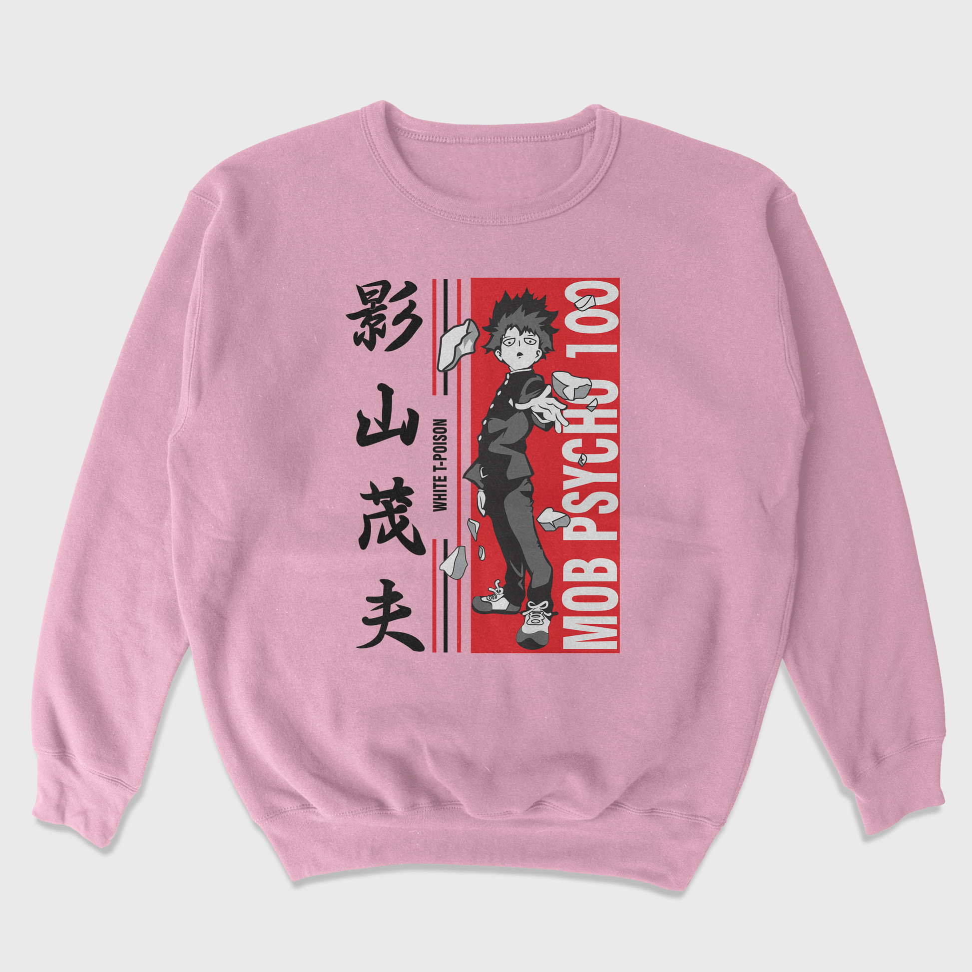 Moletom Gola Redonda Anime Mob Psycho 100 White T-Poison-rosa bebe
