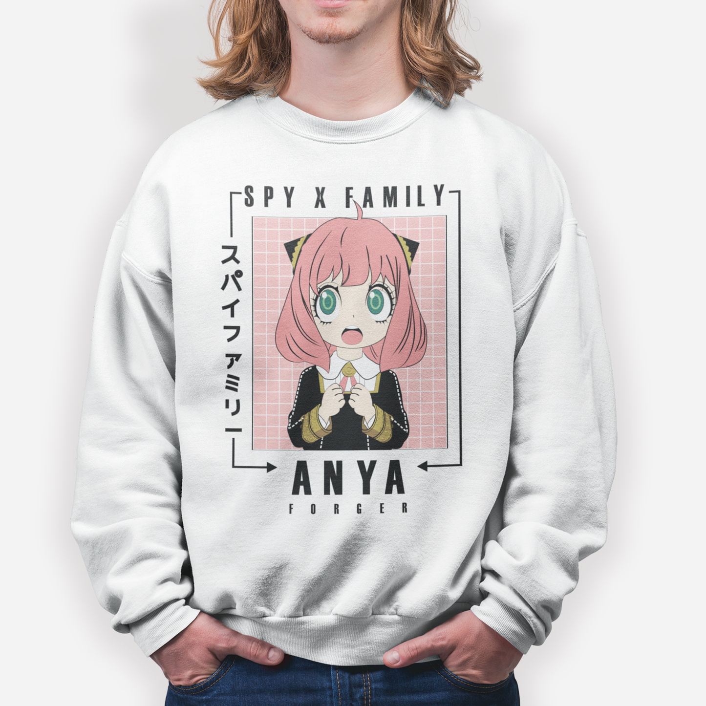 Moletom Gola Redonda Anya Fofinha Spy x Family Branco