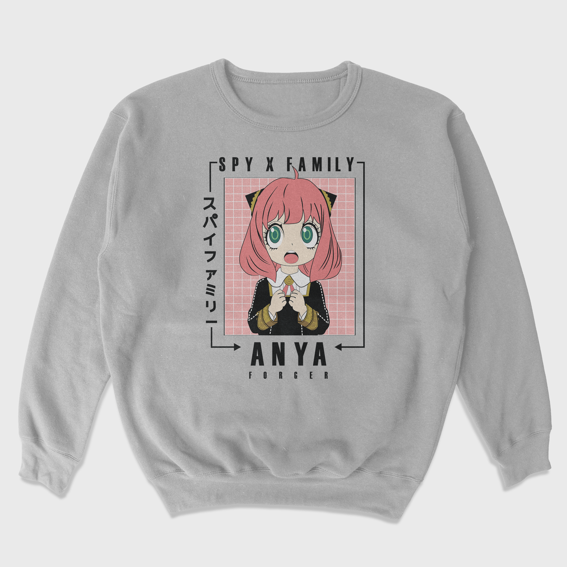 Moletom Gola Redonda Anya Fofinha Spy x Family Cinza