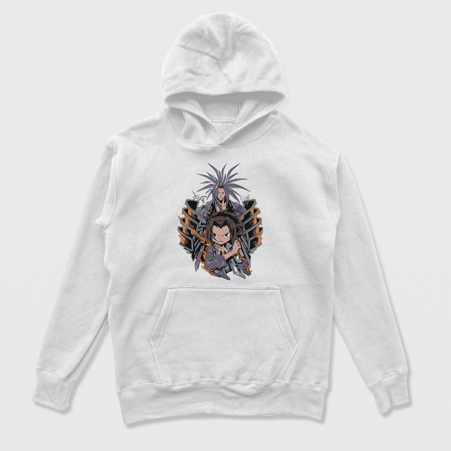Moletom Canguru Yoh e Amidamaru Shaman King-branco