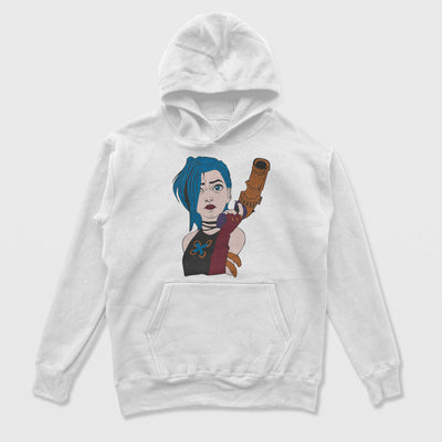 Moletom Canguru Jinx Arcane League of Legends Branco